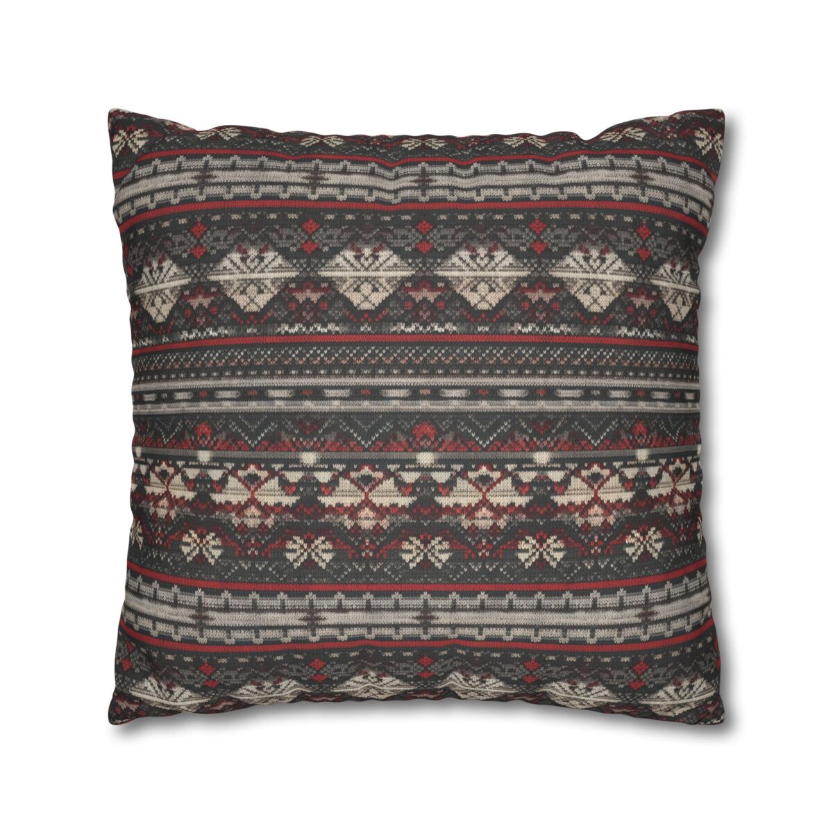 Nordic Knit Pattern Faux Suede Square Pillowcase - Image 15