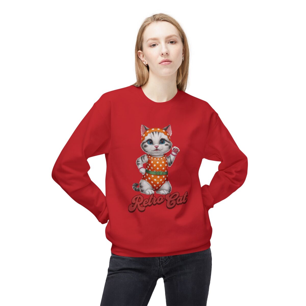 Retro Cat Unisex Midweight Softstyle Fleece Crewneck Sweatshirt - Image 39