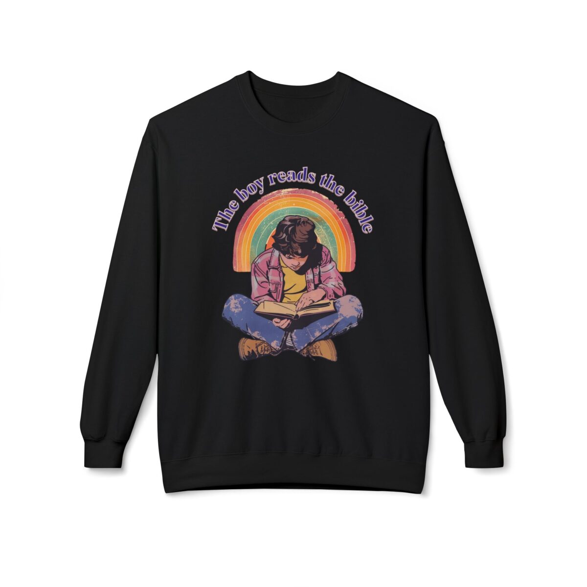 The boy reads the bible Unisex Midweight Softstyle Fleece Crewneck Sweatshirt