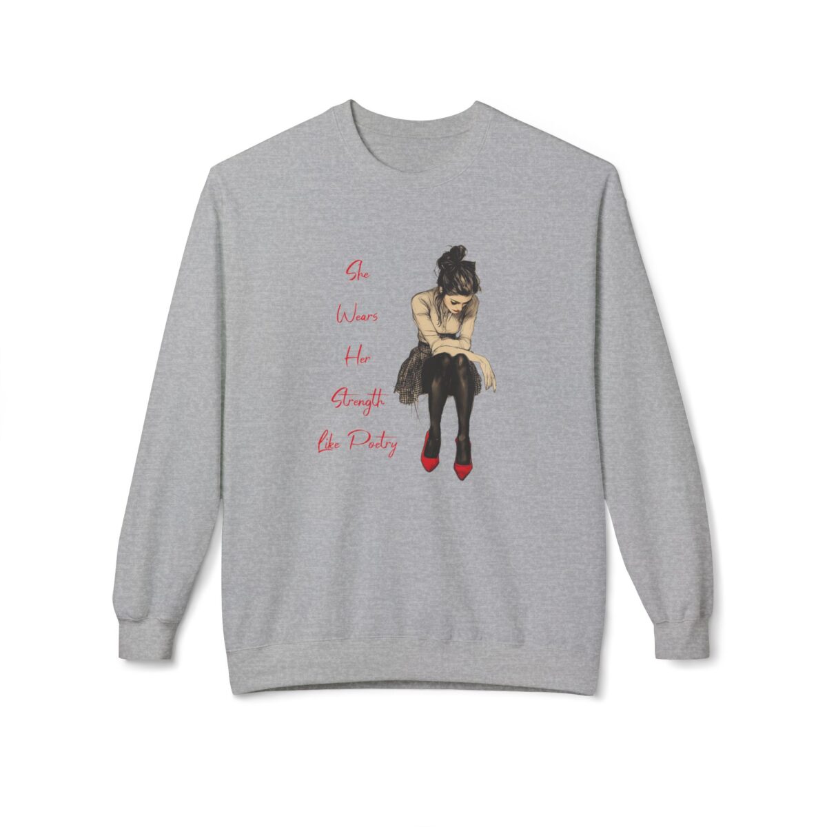 She Wears Her Strength Like Poetry Unisex Midweight Softstyle Fleece Crewneck Sweatshirt - Image 13