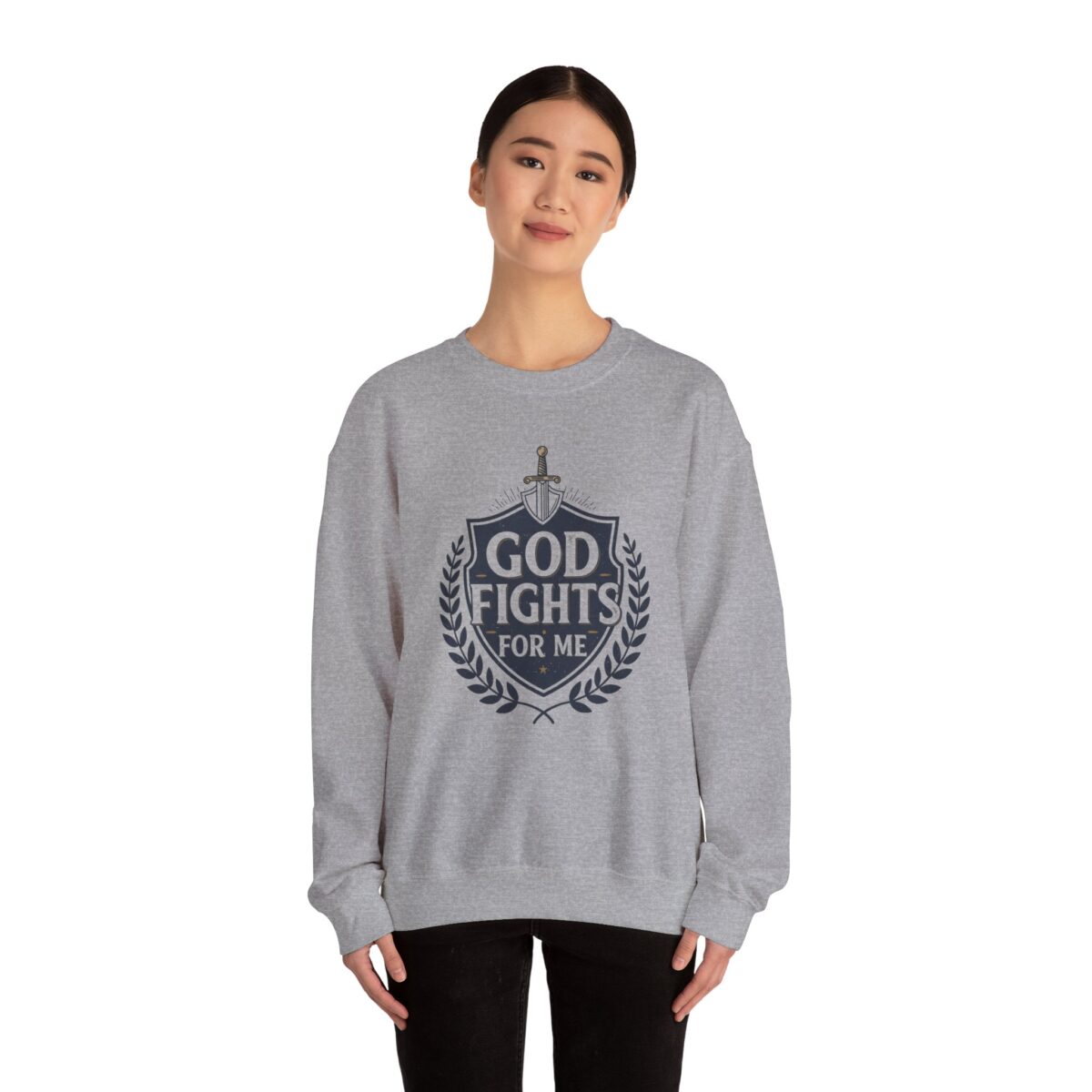 God fights for me Unisex Heavy Blend™ Crewneck Sweatshirt - Image 4