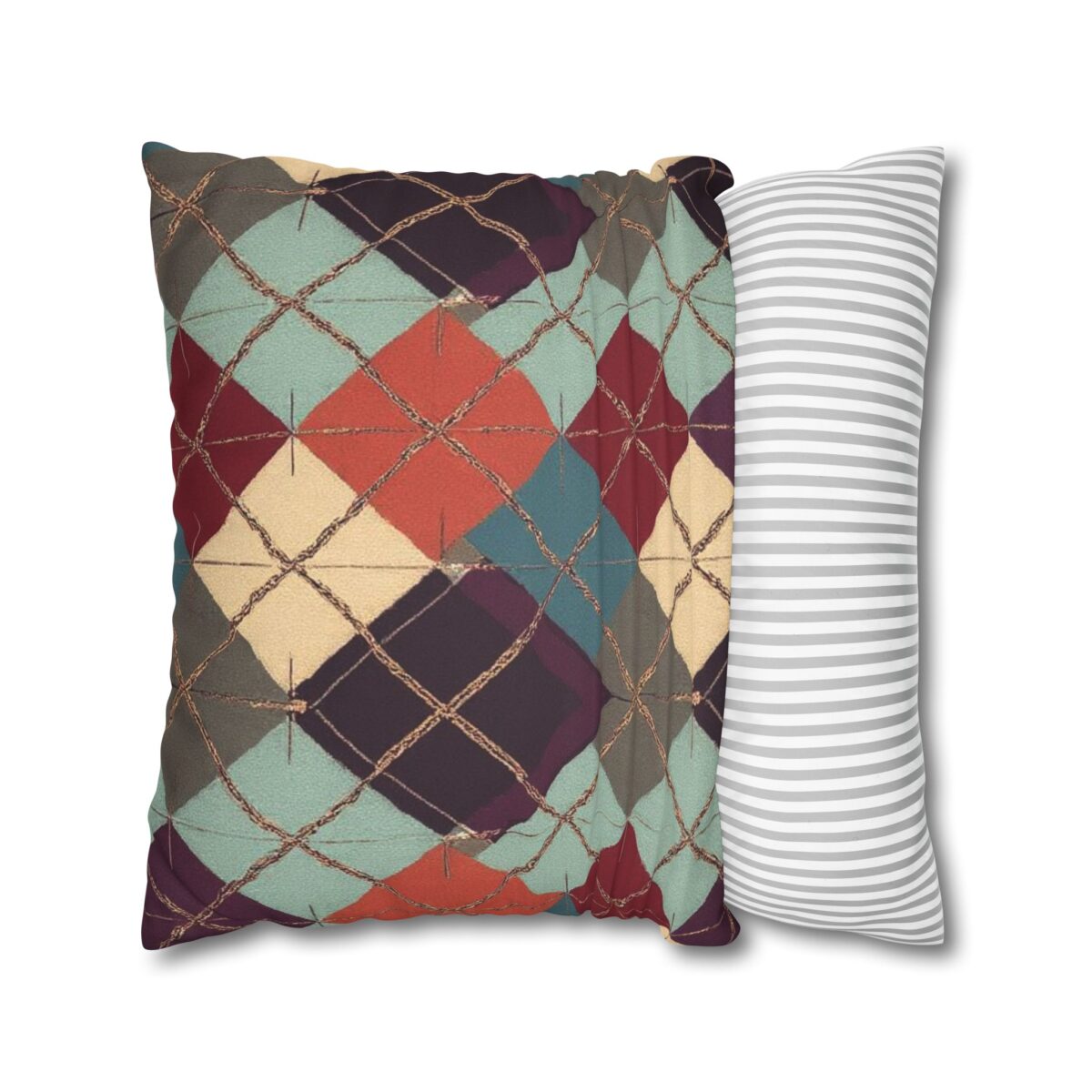 Vintage Harvest Argyle Faux Suede Square Pillowcase - Image 14