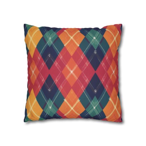 Festive Firelight Plaid Faux Suede Square Pillowcase - Image 7