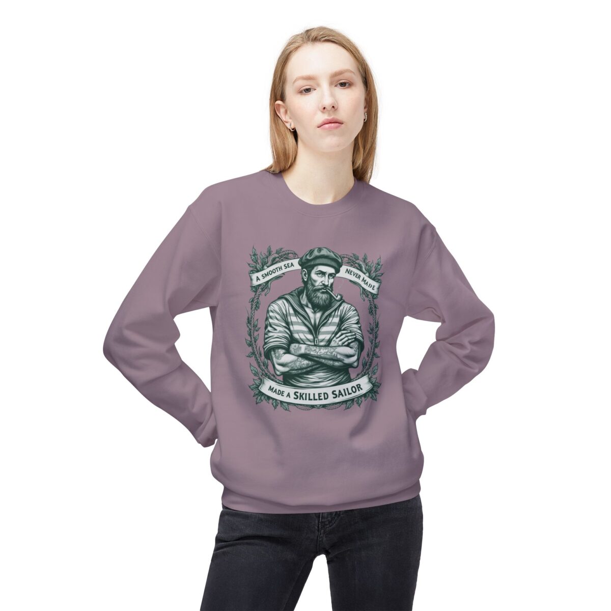 A SMOOTH SEA NEVER MADE A SKILLED SAILOR. Unisex Midweight Softstyle Fleece Crewneck Sweatshirt - Image 15