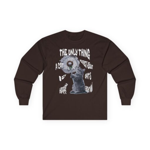A cat worries about Unisex Ultra Cotton Long Sleeve Tee - Image 4