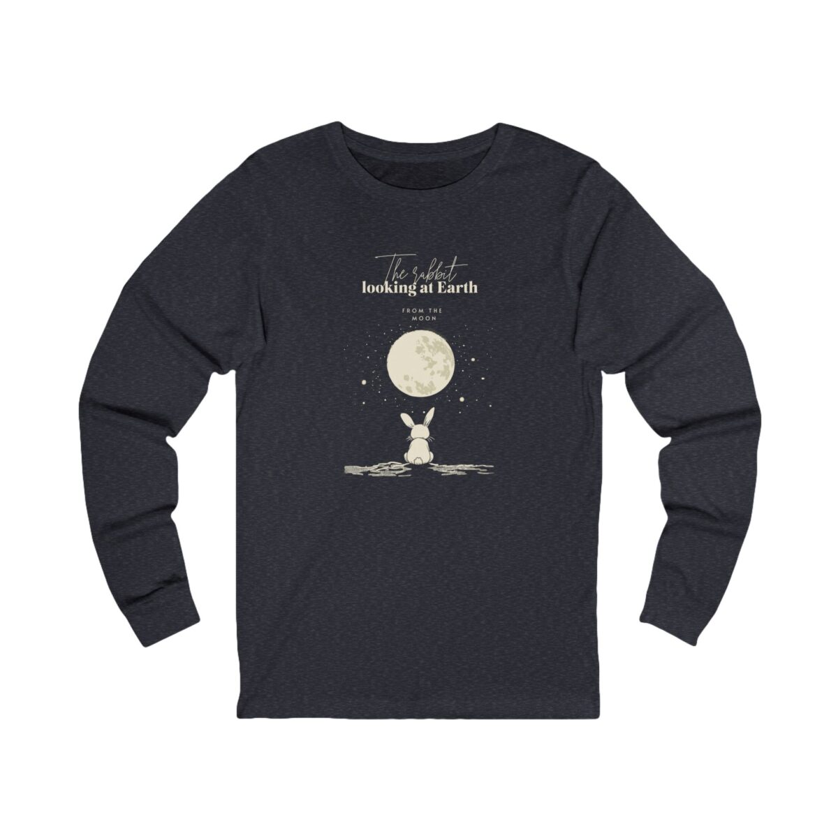 The rabbit looking at Earth from the moon Unisex Jersey Long Sleeve Tee - Image 7