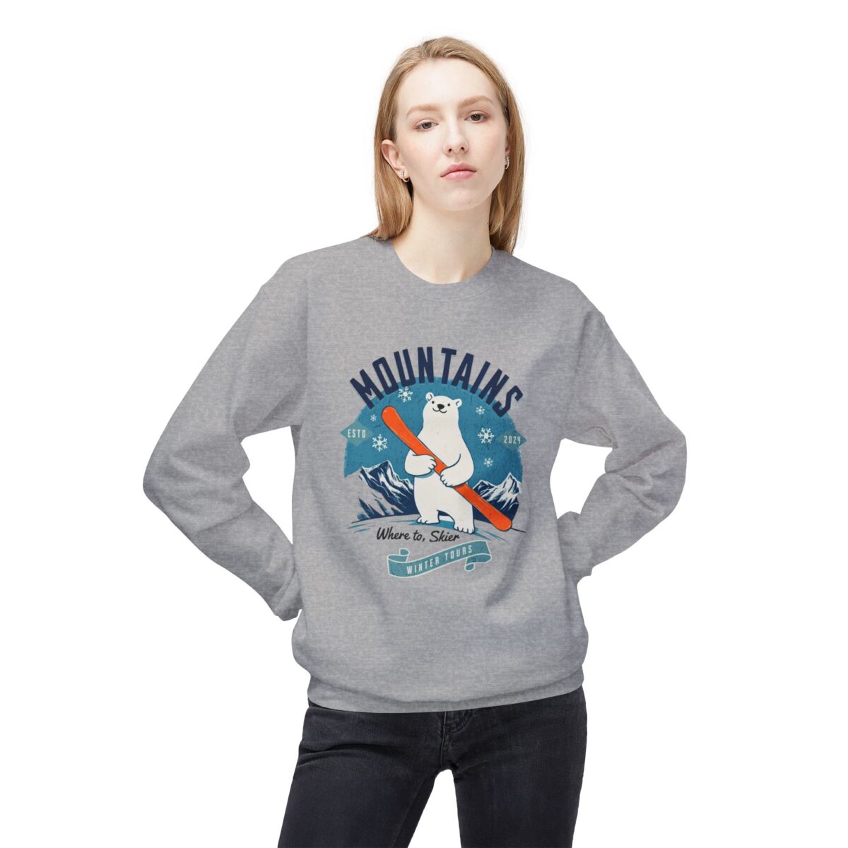 Mountains Unisex Midweight Softstyle Fleece Crewneck Sweatshirt - Image 15