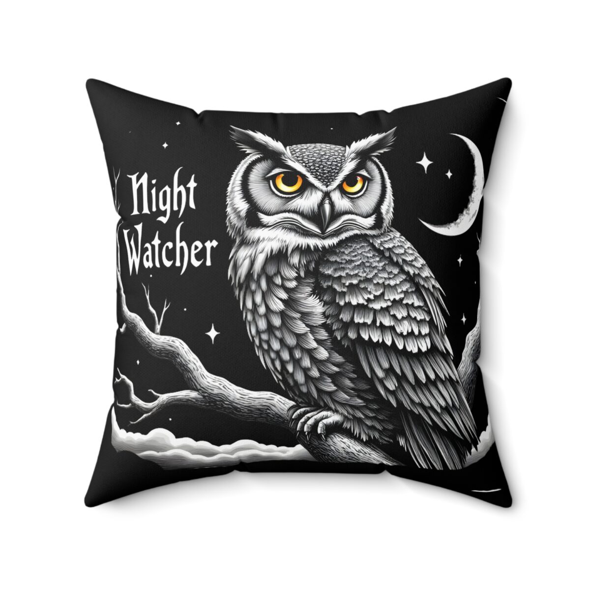 Night watcher Spun Polyester Square Pillow - Image 10