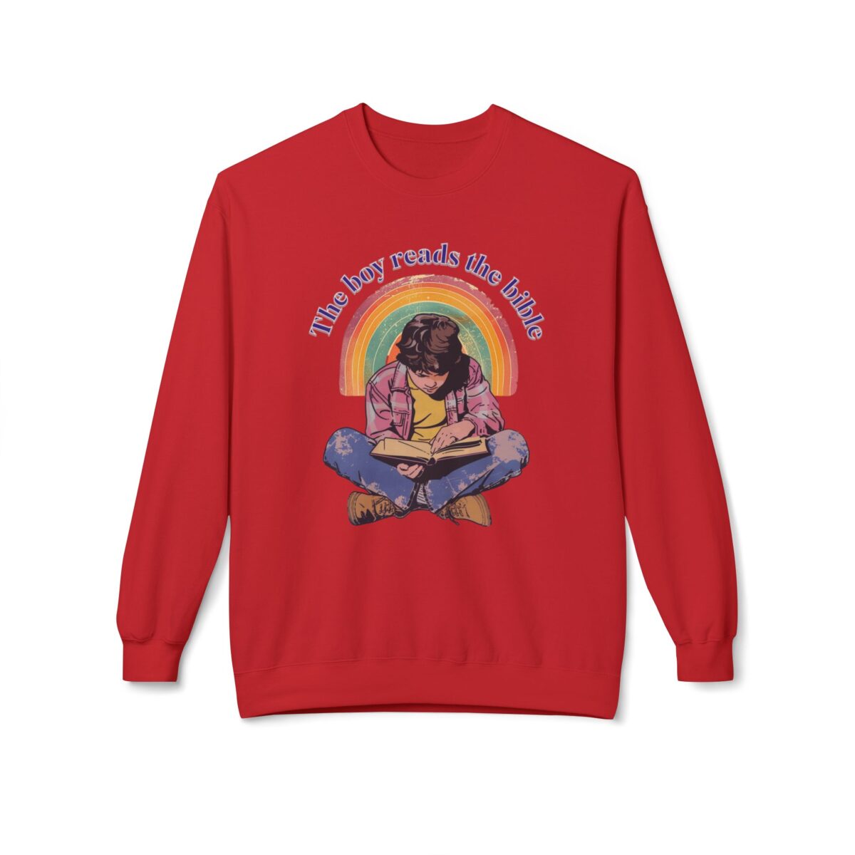 The boy reads the bible Unisex Midweight Softstyle Fleece Crewneck Sweatshirt - Image 41