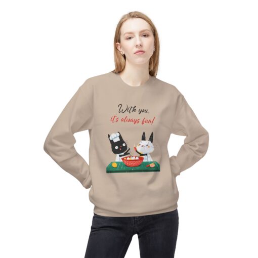 With you it's always fun Unisex Midweight Softstyle Fleece Crewneck Sweatshirt - Image 3