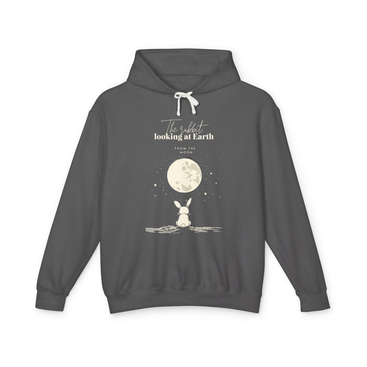 The rabbit looking at Earth from the moon Unisex Lightweight Hooded Sweatshirt
