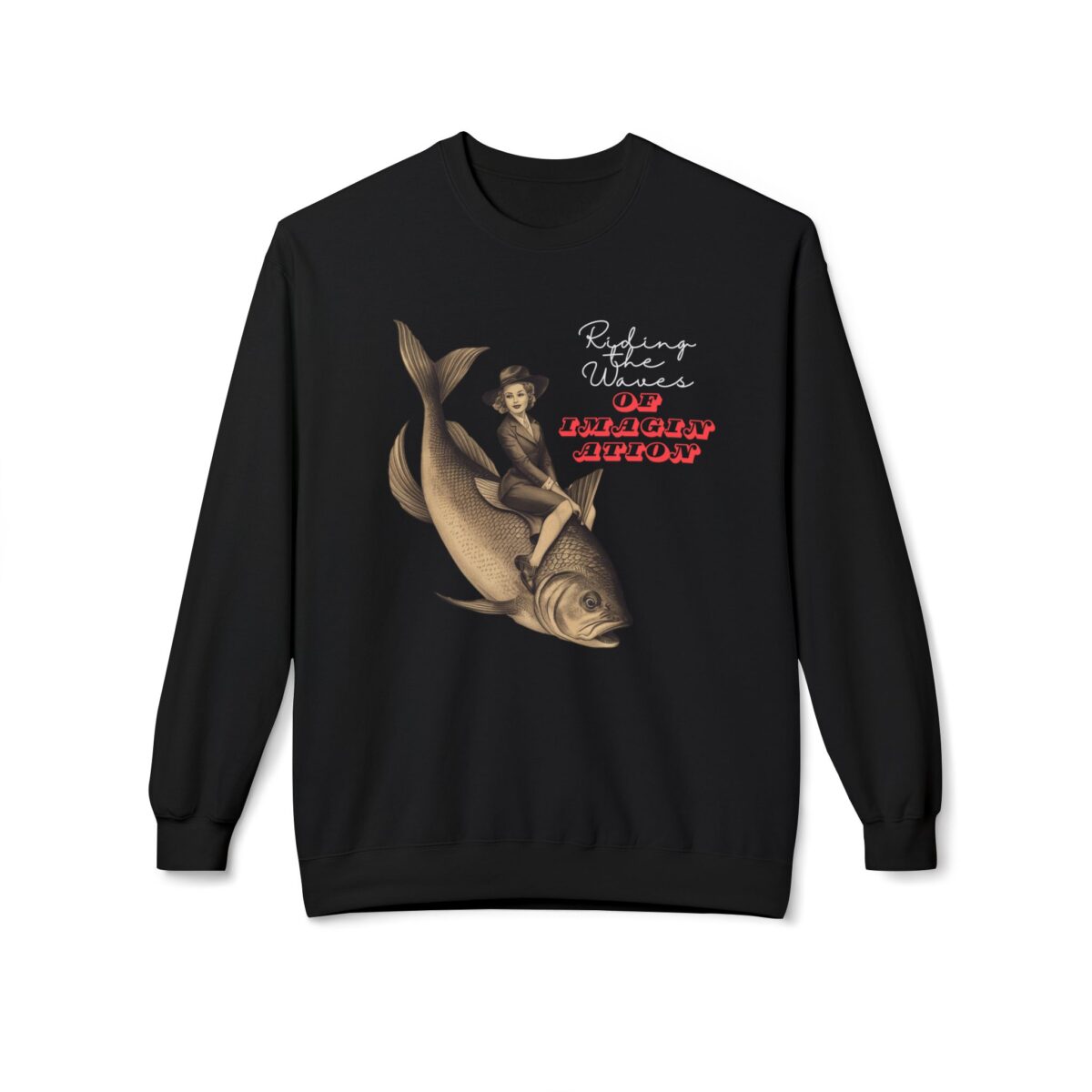 "Riding the Waves of Imagination" Unisex Midweight Softstyle Fleece Crewneck Sweatshirt - Image 5