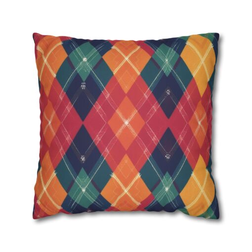 Festive Firelight Plaid Faux Suede Square Pillowcase - Image 13