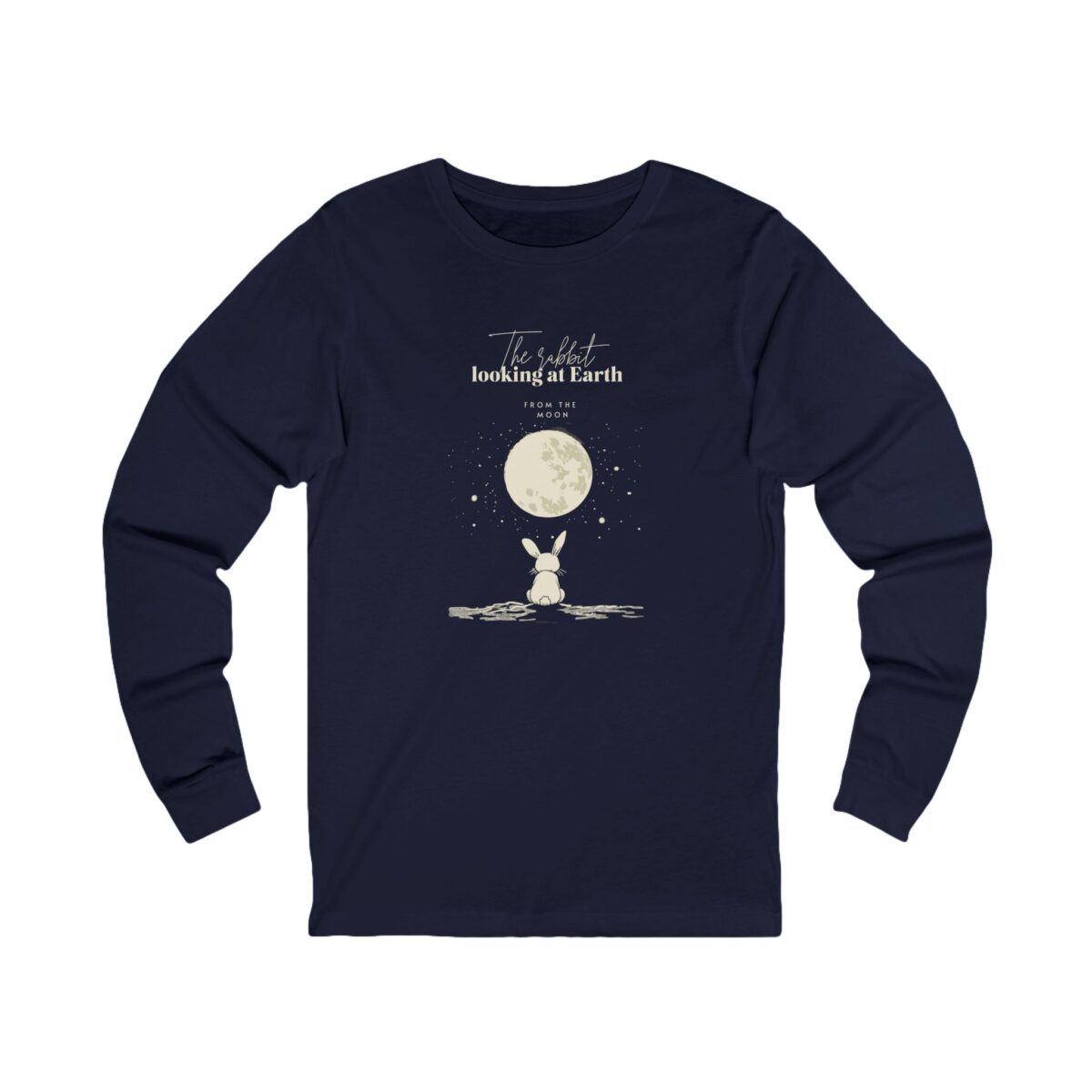 The rabbit looking at Earth from the moon Unisex Jersey Long Sleeve Tee - Image 9