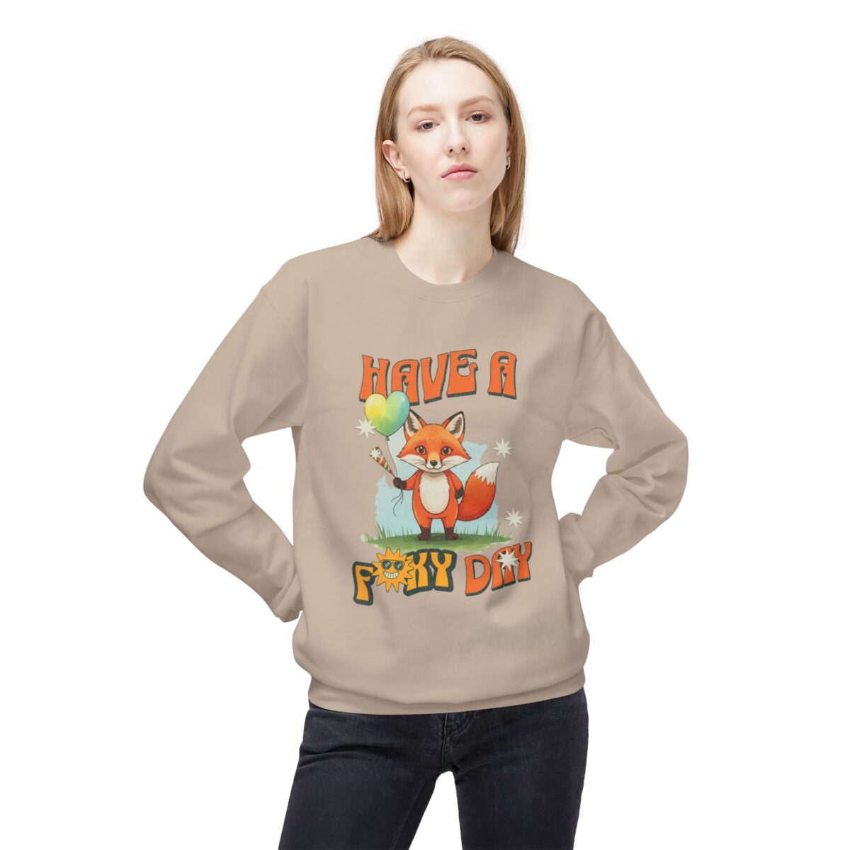 Have a foxy day! Unisex Midweight Softstyle Fleece Crewneck Sweatshirt - Image 7