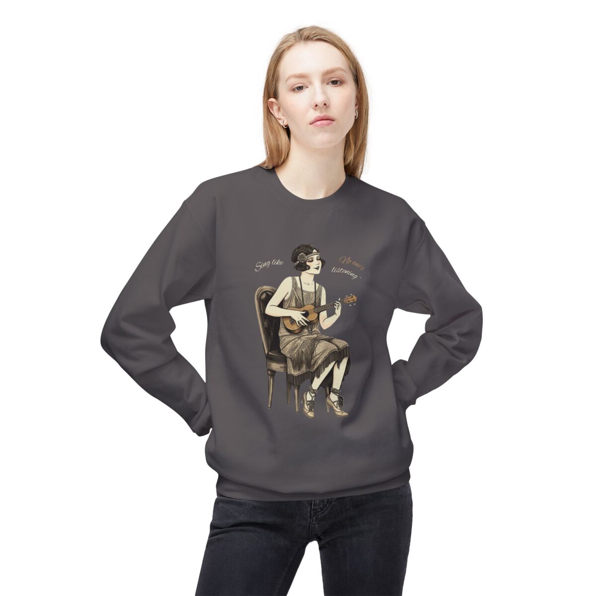 Sing like no one's listening Unisex Midweight Softstyle Fleece Crewneck Sweatshirt - Image 23