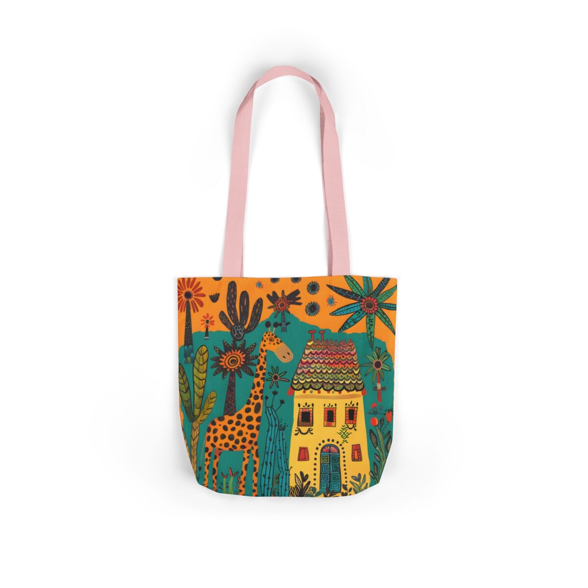 The giraffe that lives in my house Canvas Tote Bag, 5-Color Straps - Image 16