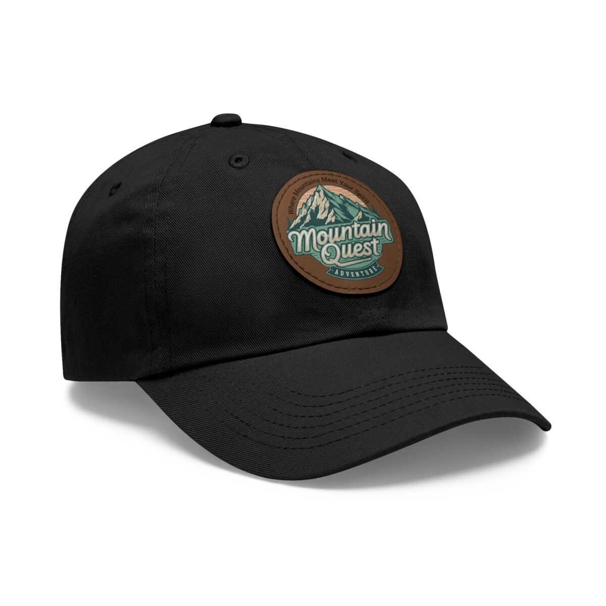 Where Mountains Meet Your Spirit Dad Hat with Leather Patch (Round) - Image 14