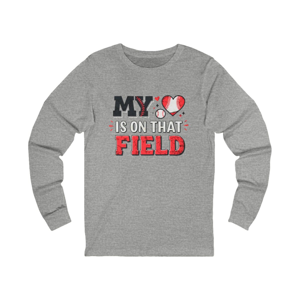Sporty Unisex Long Sleeve Tee - 'My Heart is on That Field' - Image 5
