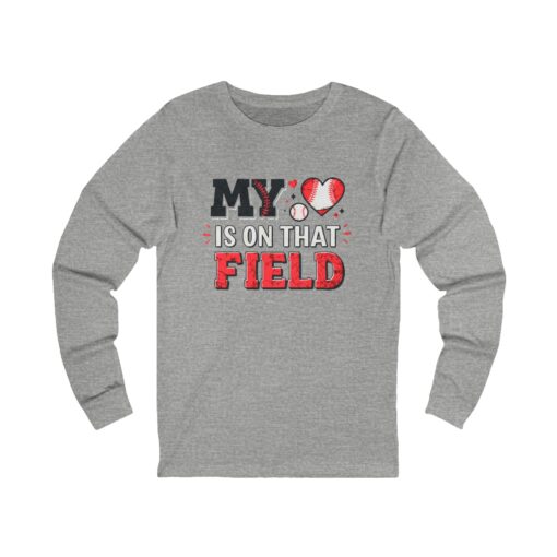 Sporty Unisex Long Sleeve Tee - 'My Heart is on That Field' - Image 5