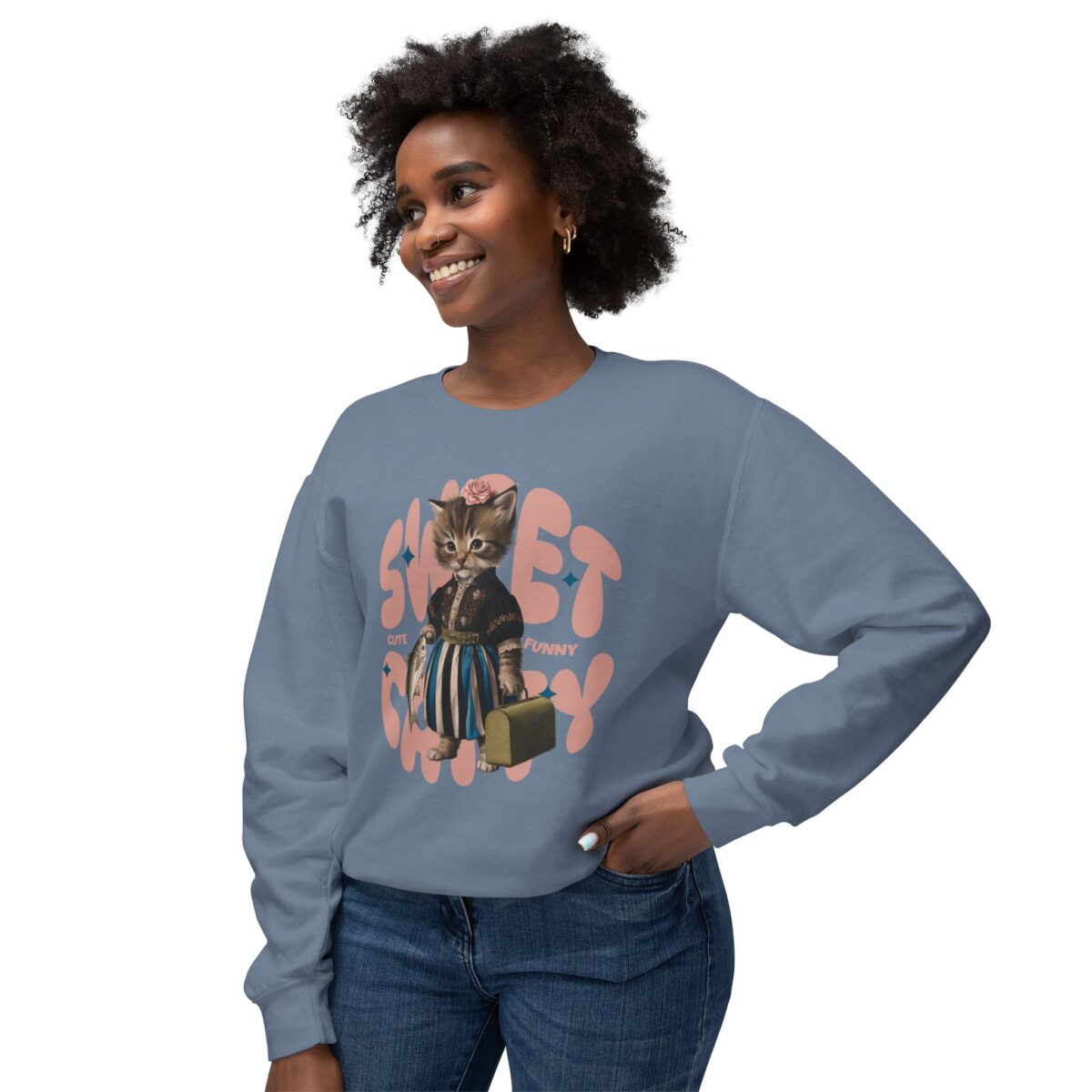 Sweet Catty Unisex Lightweight Crewneck Sweatshirt - Image 27