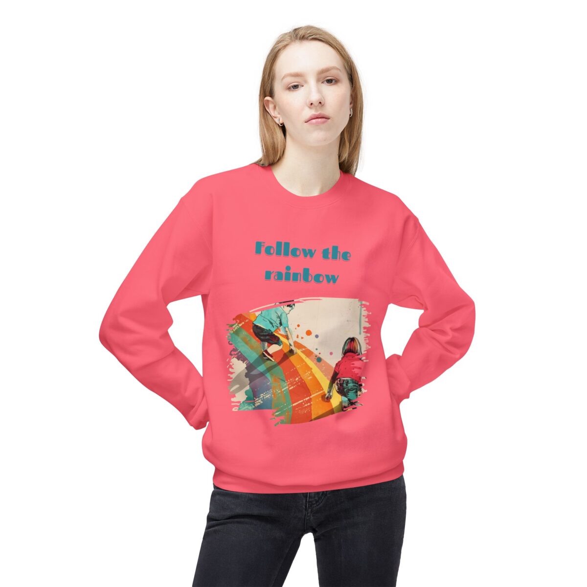 Follow the rainbow Unisex Midweight Softstyle Fleece Crewneck Sweatshirt - Image 39