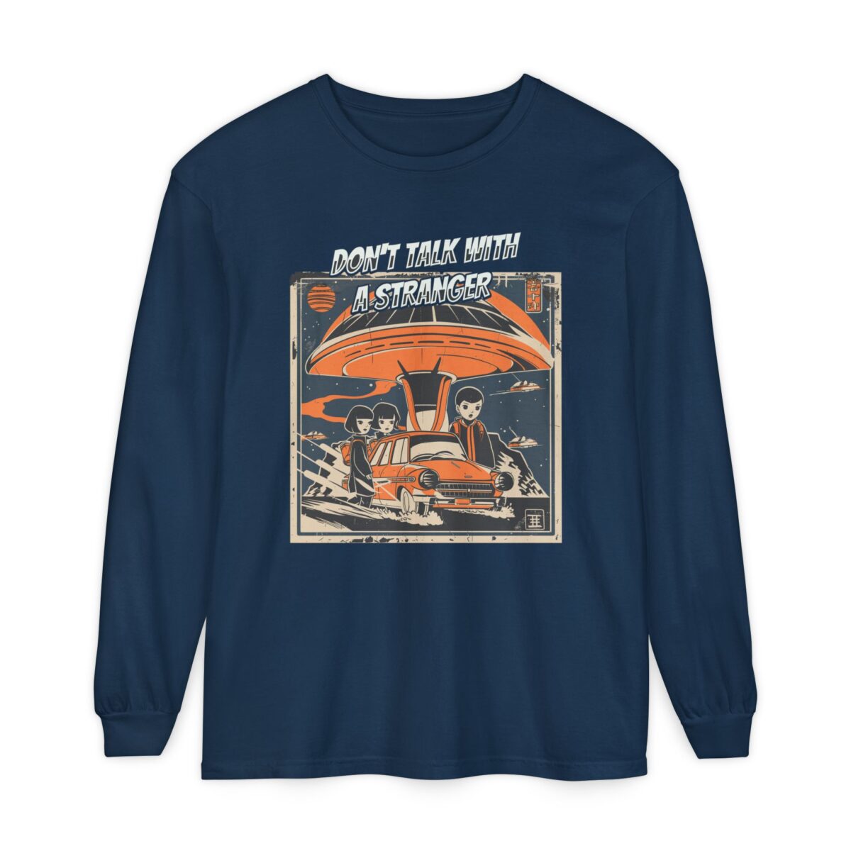 Don't Talk with a Stranger Unisex Garment-dyed Long Sleeve T-Shirt - Image 5
