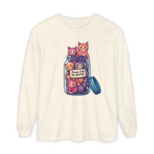 Escape from the bottle Unisex Garment-dyed Long Sleeve T-Shirt - Image 17