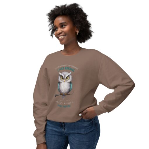 Quirky Owl's Message Unisex Lightweight Crewneck Sweatshirt - Image 7