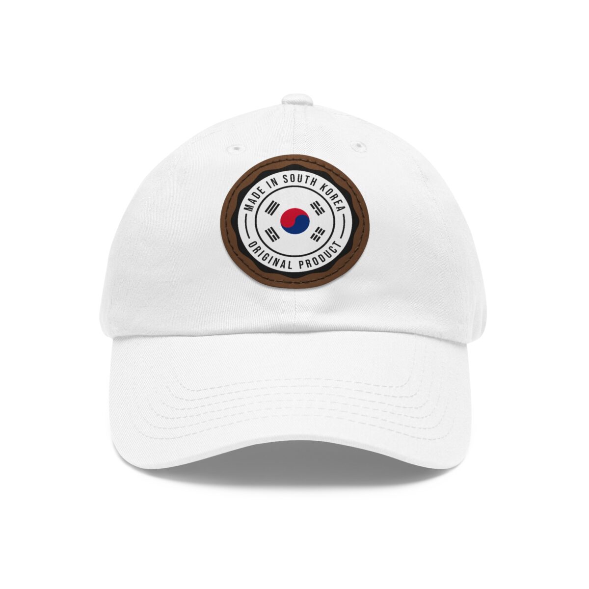 Made in South Korea Hat with Leather Patch (Round) - Image 5