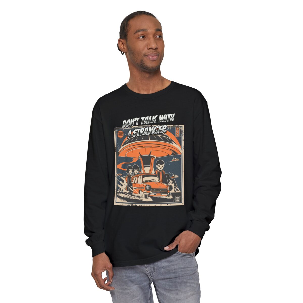 Don't Talk with a Stranger Unisex Garment-dyed Long Sleeve T-Shirt - Image 15