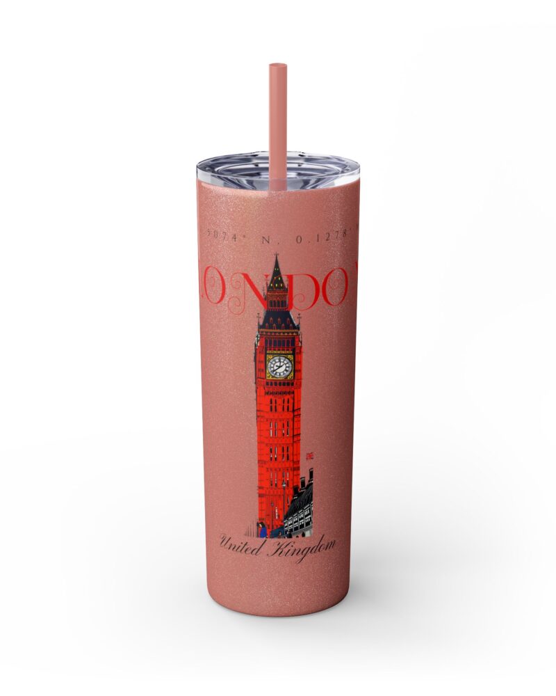 London Glitter Skinny Tumbler with Straw, 20oz