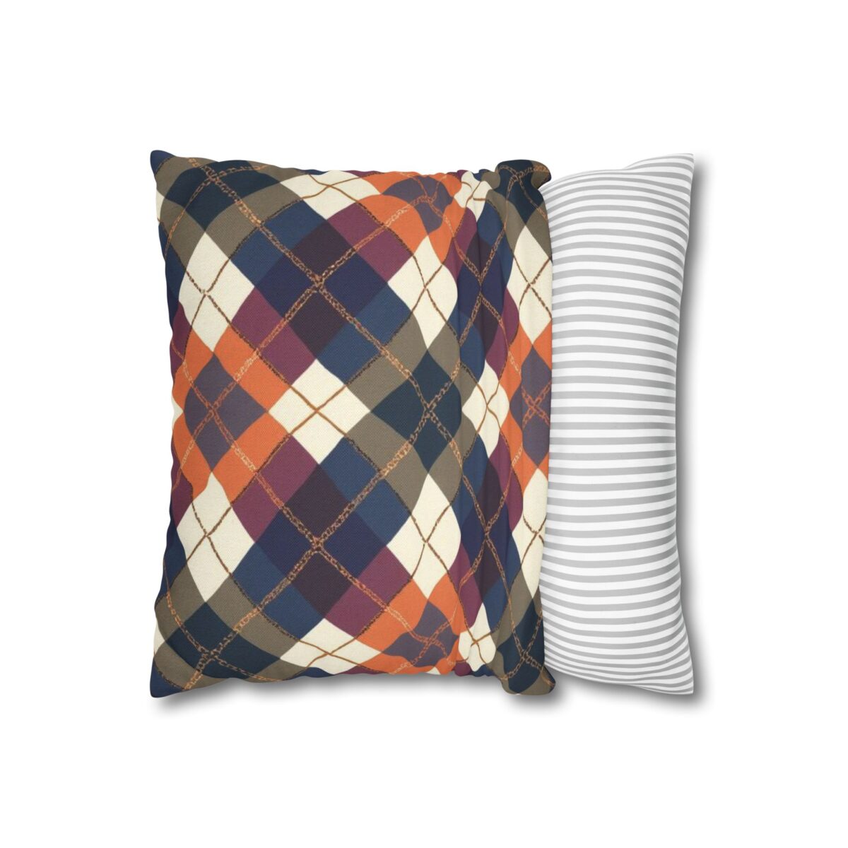 Warm Harvest Argyle Spun Polyester Square Pillowcase - Image 2