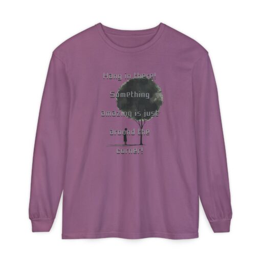 Something amazing is just around the corner! Unisex Garment-dyed Long Sleeve T-Shirt - Image 17