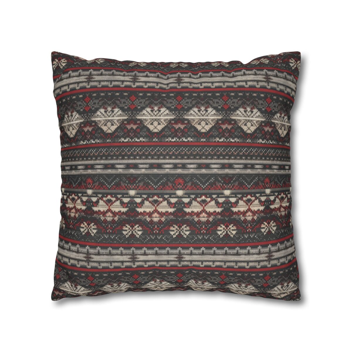 Nordic Knit Pattern Faux Suede Square Pillowcase - Image 11