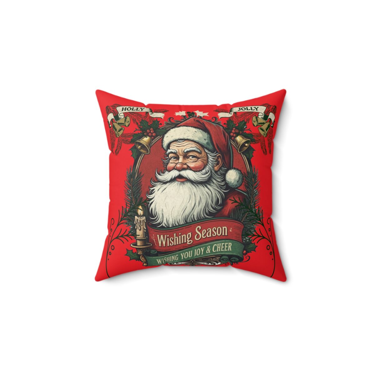 Holly Jolly Spun Polyester Square Pillow
