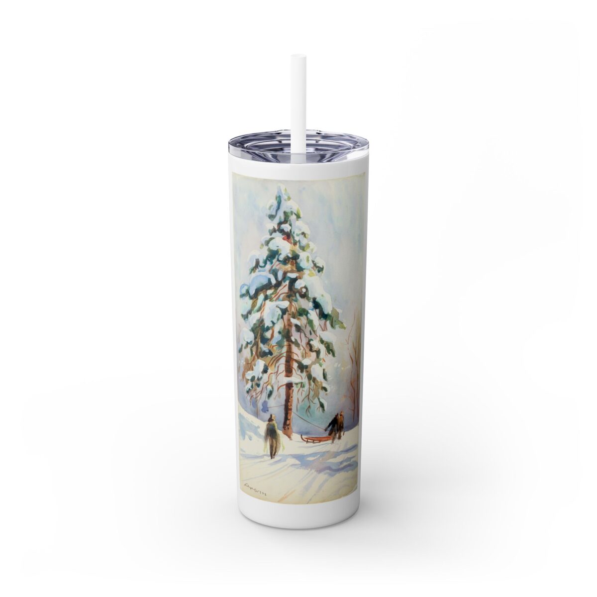 A tall pine tree Skinny Tumbler with Straw, 20oz