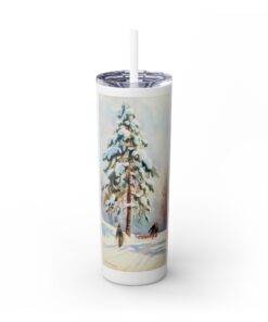 A tall pine tree Skinny Tumbler with Straw, 20oz