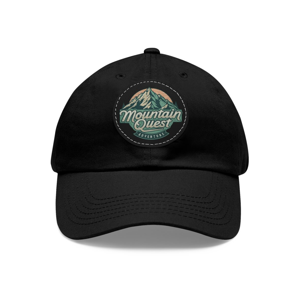 Where Mountains Meet Your Spirit Dad Hat with Leather Patch (Round) - Image 5