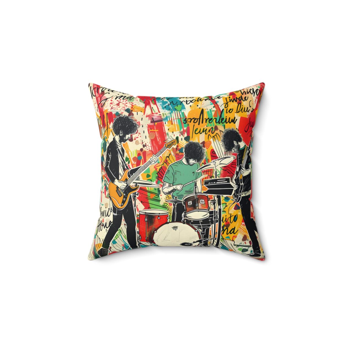 Rock Band Spun Polyester Square Pillow