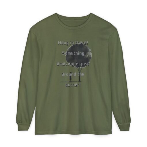 Something amazing is just around the corner! Unisex Garment-dyed Long Sleeve T-Shirt - Image 5