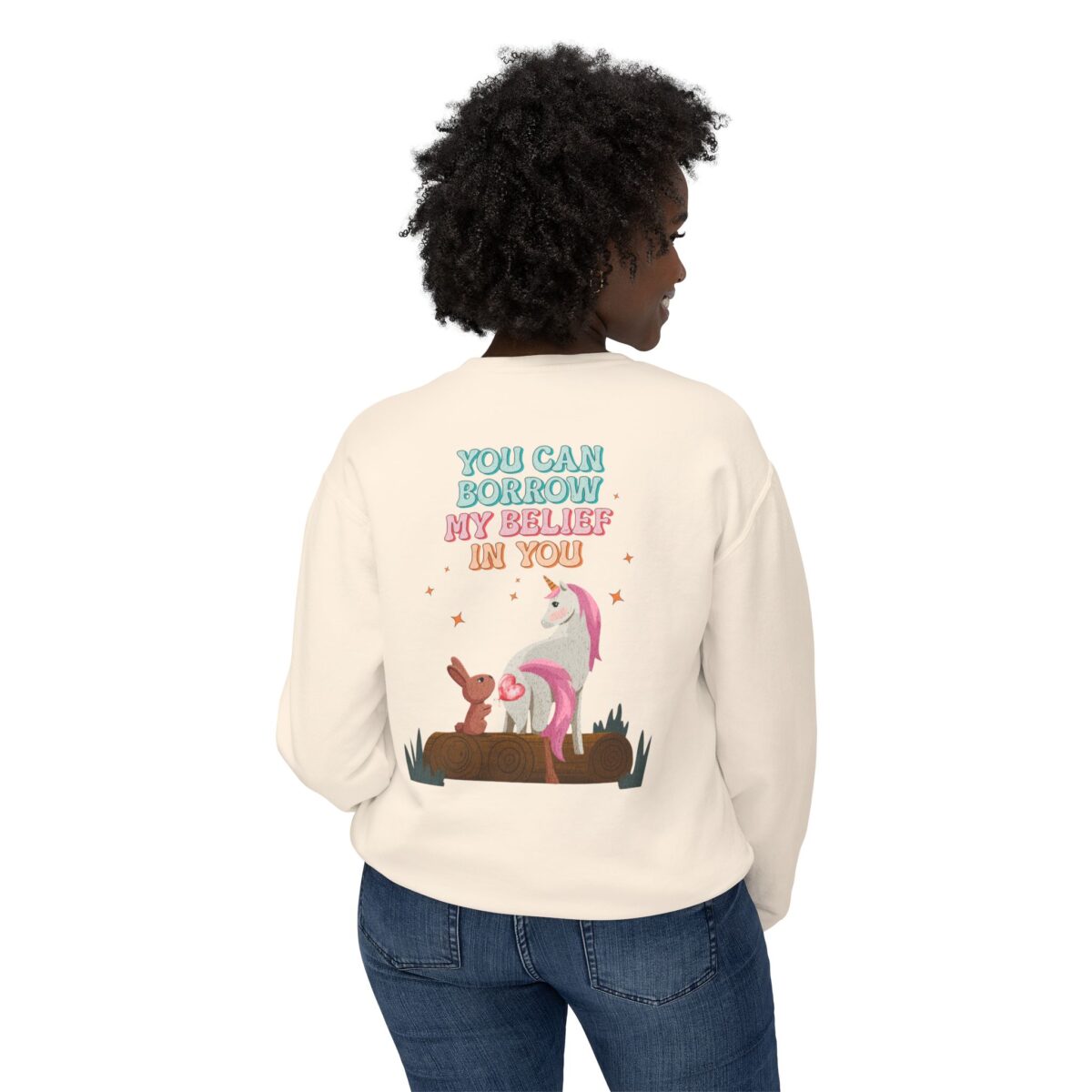 Yohave my belief in you Unisex Lightweight u can Crewneck Sweatshirt - Image 4