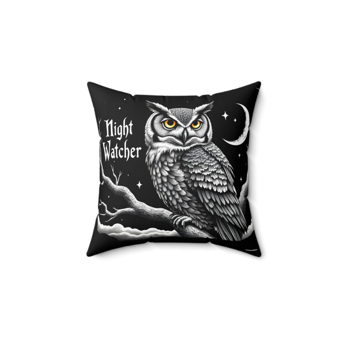 Night watcher Spun Polyester Square Pillow