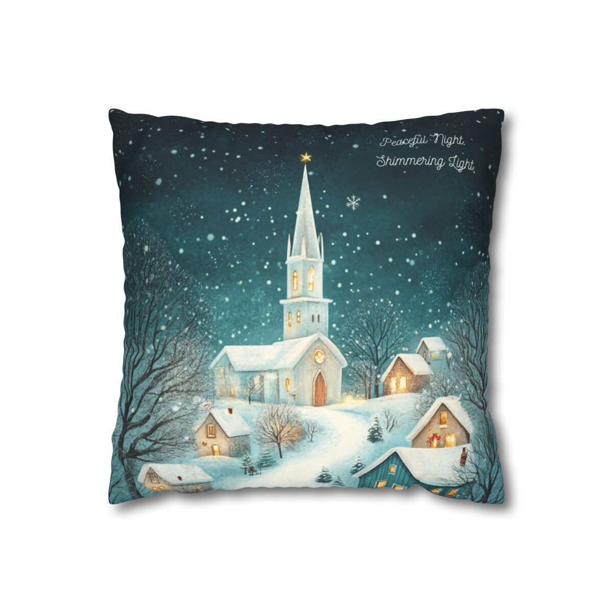 Peaceful night shimmering light Faux Suede Square Pillowcase