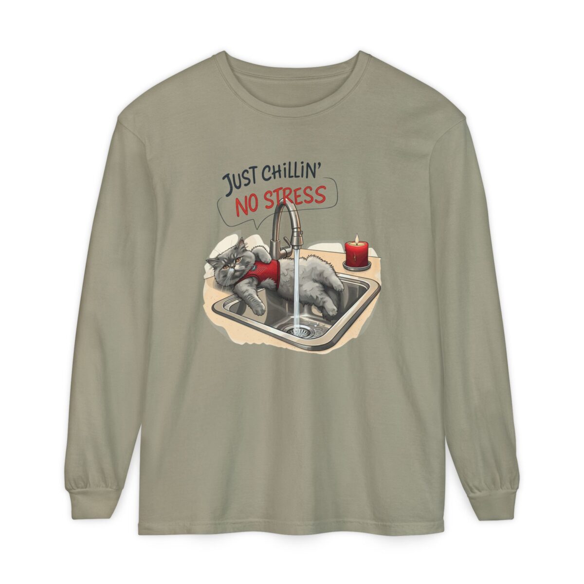 Just chillin' no stress Unisex Garment-dyed Long Sleeve T-Shirt - Image 13