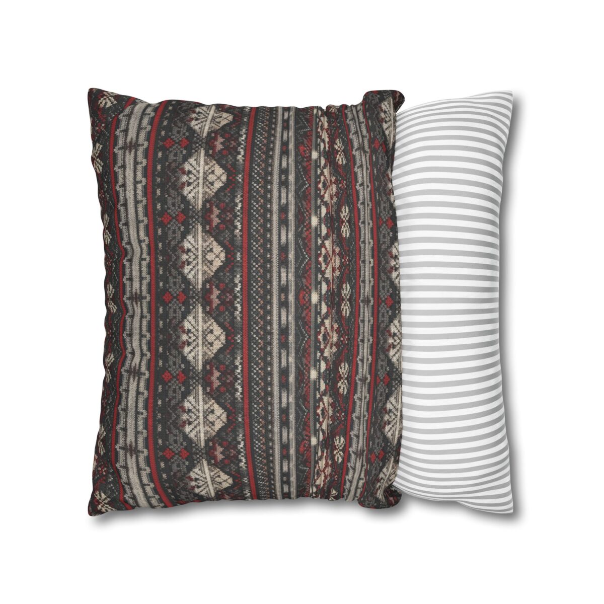 Nordic Knit Pattern Faux Suede Square Pillowcase - Image 12