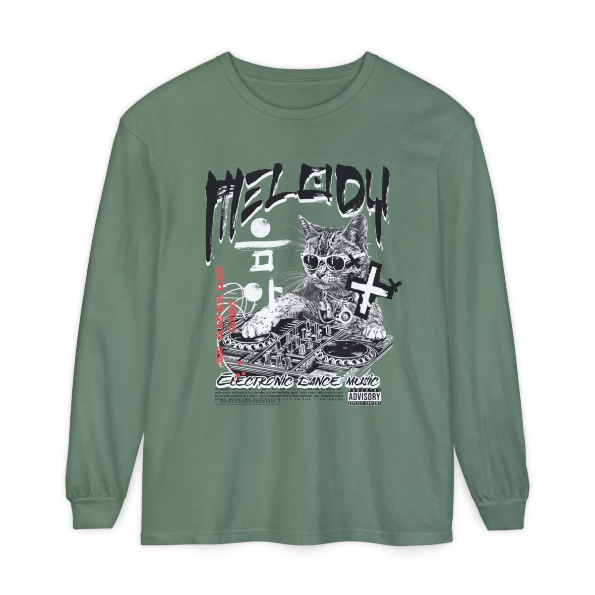 DJ Cat Unisex Garment-dyed Long Sleeve T-Shirt - Image 13
