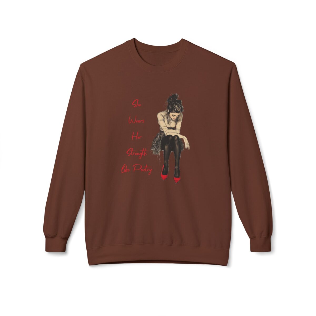 She Wears Her Strength Like Poetry Unisex Midweight Softstyle Fleece Crewneck Sweatshirt - Image 5