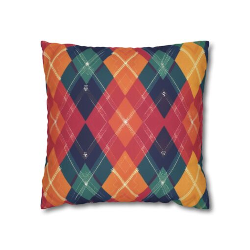 Festive Firelight Plaid Faux Suede Square Pillowcase - Image 5