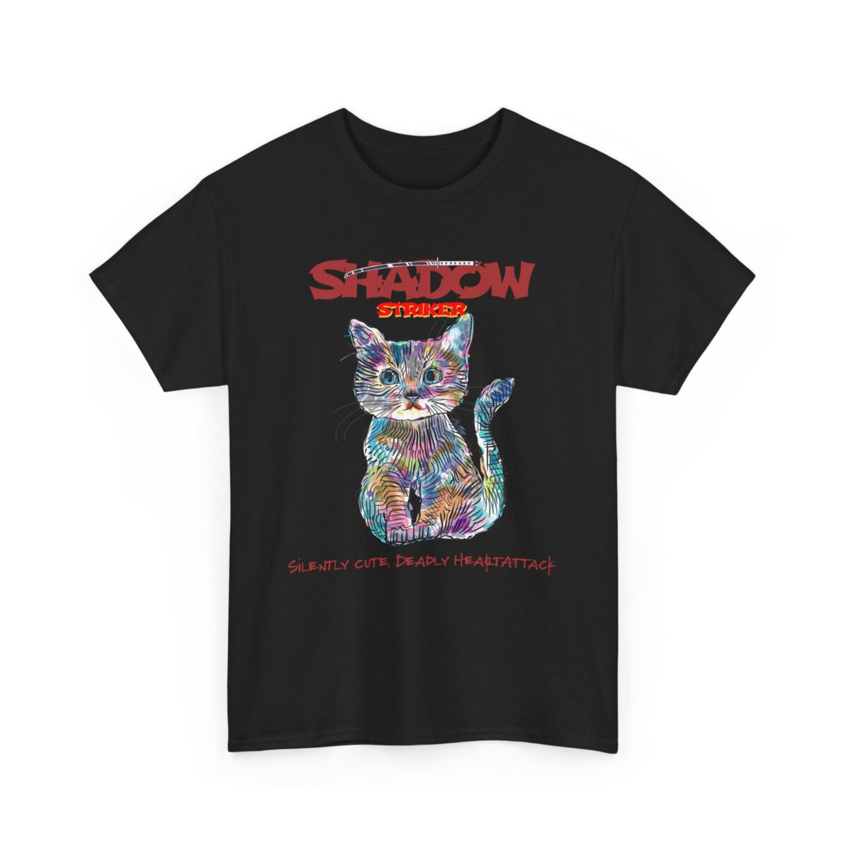 Shadow Cat Unisex Heavy Cotton Tee – Silently Cute, Deadly Design - Image 3